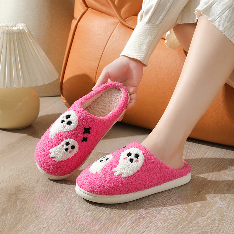 Cartoon Ghost Cotone Pantofole Per Le Donne Indoor Antiscivolo Camera Da Letto Pavimento Pantofola Inverno Casa Scarpe