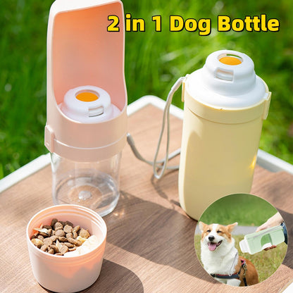 2 In 1 Viaggio Bottiglia d'acqua per cani Animale domestico Distributore d'acqua Alimentatore Alimentatore per bere Alimentatore per acqua di uscita per cani Animali domestici Tazza portatile per esterni Prodotti per animali domestici