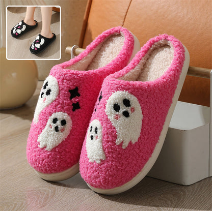 Cartoon Ghost Cotone Pantofole Per Le Donne Indoor Antiscivolo Camera Da Letto Pavimento Pantofola Inverno Casa Scarpe