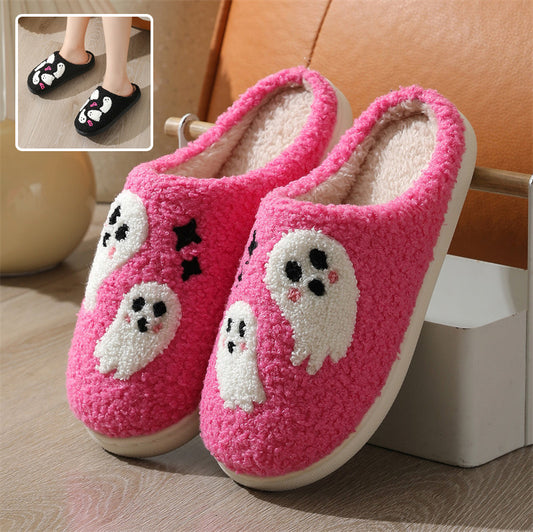 Cartoon Ghost Cotone Pantofole Per Le Donne Indoor Antiscivolo Camera Da Letto Pavimento Pantofola Inverno Casa Scarpe