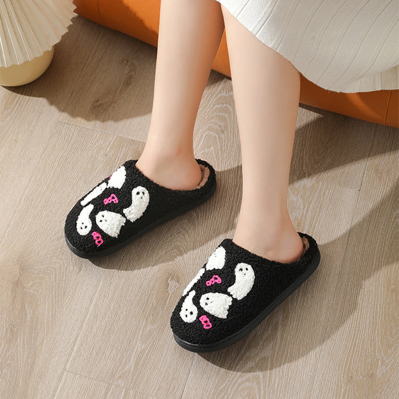 Cartoon Ghost Cotone Pantofole Per Le Donne Indoor Antiscivolo Camera Da Letto Pavimento Pantofola Inverno Casa Scarpe