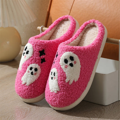 Cartoon Ghost Cotone Pantofole Per Le Donne Indoor Antiscivolo Camera Da Letto Pavimento Pantofola Inverno Casa Scarpe