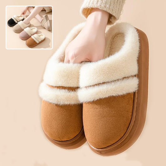 Moda Caldo Cotone Pantofole Per Le Donne Tempo Libero Fondo Spesso Antiscivolo Più-velluto Casa Scarpe Inverno Camera Da Letto Pavimento Camoscio Pantofola