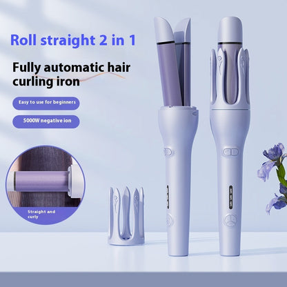 Nuovo 2 In 1 Rettificatrice automatica per capelli Ione negativo Ceramica elettrica Riscaldamento rapido Ruotante Curler magico