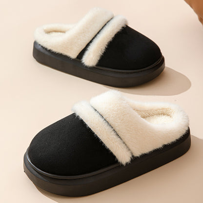 Moda Caldo Cotone Pantofole Per Le Donne Tempo Libero Fondo Spesso Antiscivolo Più-velluto Casa Scarpe Inverno Camera Da Letto Pavimento Camoscio Pantofola