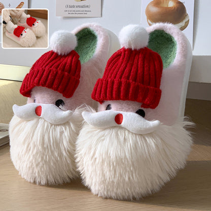 Carino Natale Babbo Natale Home Pantofole Inverno Caldo Indoor Antiscivolo Pavimento Scarpe di Peluche