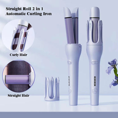 Nuovo 2 In 1 Rettificatrice automatica per capelli Ione negativo Ceramica elettrica Riscaldamento rapido Ruotante Curler magico