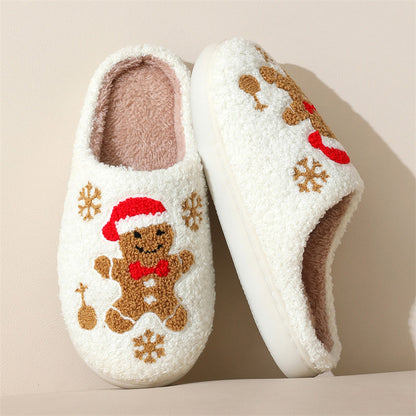 Natale Fiocco di Neve Pan di Zenzero Pantofole Inverno Indoor Antiscivolo Pavimento Camera da letto Scarpe Casa Fuzzy Per Le Donne Pantofole Casa