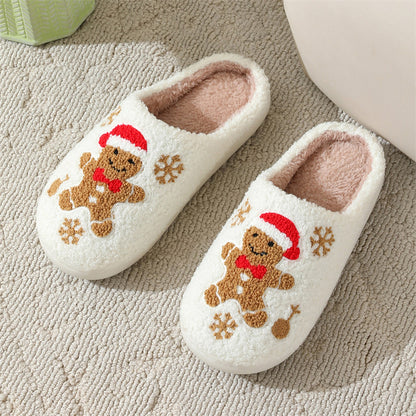 Natale Fiocco di Neve Pan di Zenzero Pantofole Inverno Indoor Antiscivolo Pavimento Camera da letto Scarpe Casa Fuzzy Per Le Donne Pantofole Casa