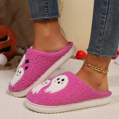 Cartoon Ghost Cotone Pantofole Per Le Donne Indoor Antiscivolo Camera Da Letto Pavimento Pantofola Inverno Casa Scarpe