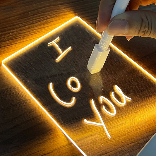 Tabellone per appunti creativo Luce notturna a LED creativa Tabellone per messaggi USB Luce natalizia con penna Regalo per bambini Decorazione per fiducia Lampada notturna