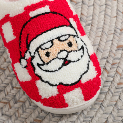 Nuovo Natale Plaid Babbo Natale Pantofole Inverno Indoor Antiscivolo Pavimento Camera da letto Casa Fuzzy Scarpe Per Le Donne Casa Pantofola