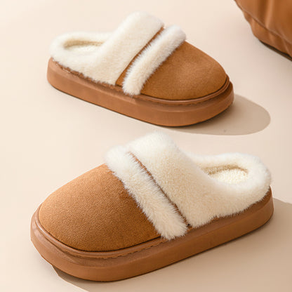 Moda Caldo Cotone Pantofole Per Le Donne Tempo Libero Fondo Spesso Antiscivolo Più-velluto Casa Scarpe Inverno Camera Da Letto Pavimento Camoscio Pantofola