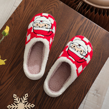 Nuovo Natale Plaid Babbo Natale Pantofole Inverno Indoor Antiscivolo Pavimento Camera da letto Casa Fuzzy Scarpe Per Le Donne Casa Pantofola