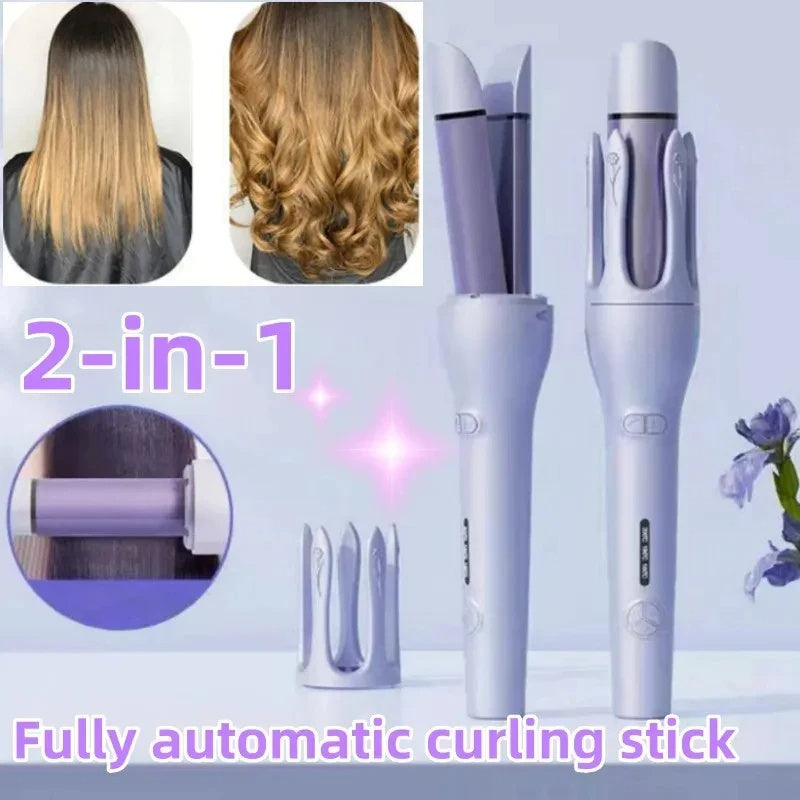 Nuovo 2 In 1 Rettificatrice automatica per capelli Ione negativo Ceramica elettrica Riscaldamento rapido Ruotante Curler magico