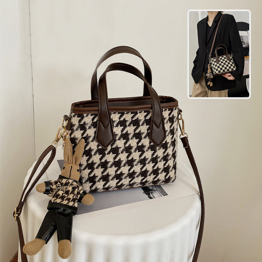 Moda Houndstooth Borse a tracolla Borse a scacchiera portatile All-match