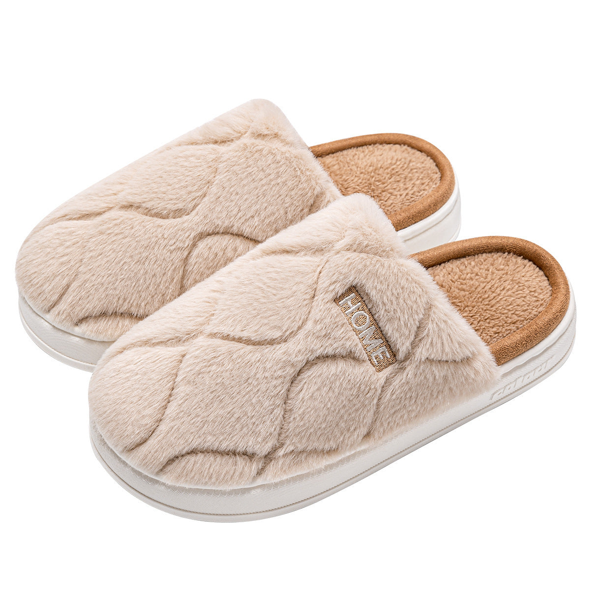 Peluche Pantofole Inverno Per Le Donne Indoor Floor Camera Da Letto Casa Pantofola Caldo Solido Casa Scarpe Uomini Coppia